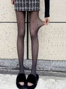 1pc 80g/220g Women's Spring And Autumn Silk Stockings, Black Sexy Transparent Long Socks, Autumn And Winter Thick Plush Warm Leggings And Pantyhose, Winter Work And Business Tight Pants (Suitable For 10-25 ° C)
