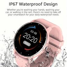 PEJE 1.28英寸TFT智能手表，硅胶表带，IP67防水，多功能智能手表，无线连接和遥控，适合户外运动、居家生活、日常出行，轻巧便携，男女通用，节日/生日礼物，兼容安卓和iOS系统 - 黑色 - 查看 7