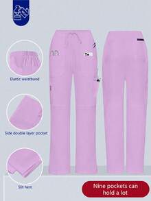 Women's Nursing Pants, Comfortable Pants, Solid Color Simple Multi-Pocket Pants
