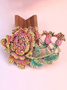 Broche de flor de peônia grande e retrô exagerado, broche de flor resistente, alfinetes de flor