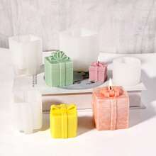 1 pieza Molde de vela con forma de caja de regalo de Navidad, molde de yeso o resina para jabón hecho a mano, decoración para fiestas navideñas y regalos manuales creativos - Blanco - Ver 3