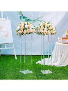 1 Peça Suporte Acrílico Quadrado para Flores, Suporte de Vaso Coluna Transparente - Decoração de Centro de Mesa Geométrica para Casamento, Prateleira de Flores de Mesa, Decoração Externa, Reunião Doméstica, Decoração de Festa de Casamento, Arranjo de Flores de Seda Decoração de Palco de Casamento, Suporte de Flores para Decoração Doméstica