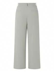 Men's Linen Pants Solid Color Pleated Mid Waist Straight Leg Casual Trousers With Pockets For Daily Office - 灰色 - 查看 7