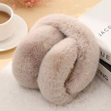 Cute Earmuffs For Women, Korean Style Plush Earmuffs, Adjustable Warm Ear Covers For Winter, Stylish Solid Color, Versatile For Riding Winter Accessories - Earmuffs - View 7