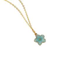 Colar feminino com pingente de flor de cinco folhas, versátil e moderno, 4 cores, corrente para clavícula, adequado para festas, encontros, praia, férias e uso diário