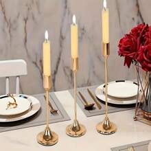 12er Set Europäischer romantischer Kerzenständer aus poliertem Metall, geeignet für Stumpen- und Taperkerzen, eleganter Mittelpunktdekor für Weihnachten, Halloween, Ostern, Thanksgiving, Zuhause, Hochzeit, Party, Jubiläum