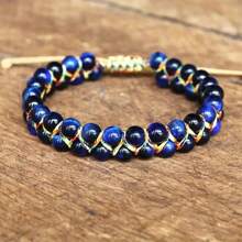 1 pezzo Braccialetto stile boho per le vacanze, regolabile, intrecciato a mano con perline in pietra naturale, braccialetto di protezione dello spirito per la meditazione, con catena in occhio di gatto/occhio di tigre, adatto per l'uso quotidiano e per le vacanze delle donne