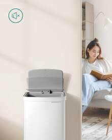 SONGMICS 13-Gallon Motion Sensor Trash Can, Stainless Steel, Carbon Filters, Soft Close - Bạc - Xem 6
