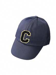 1pc Kids 26 Letter Embroidered Baseball Cap, Gold Thread Letter Design, Korean Style Snapback Hat, Sun Protection Cap For Boys & Girls, 1-3 Years Old - Navy Blue - View 7