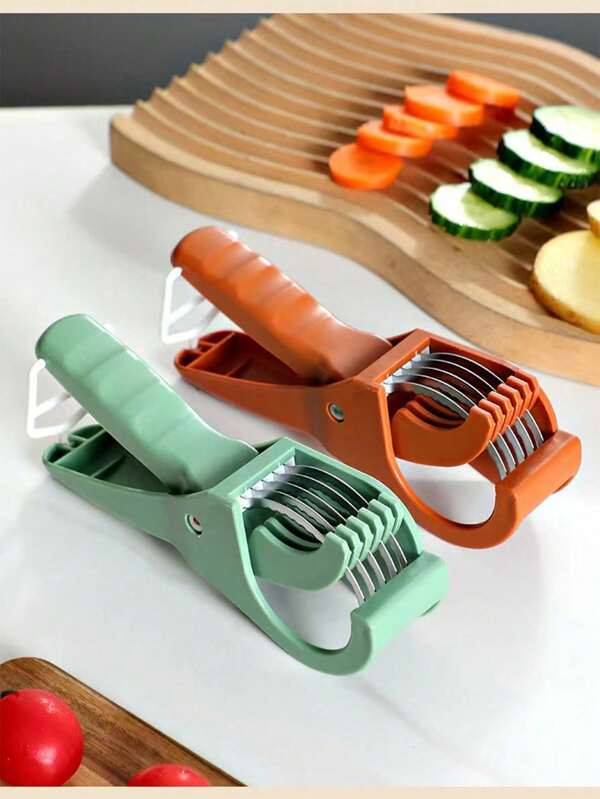 1pc Stainless Steel Manual Vegetable & Fruit Slicer - Multi-Functional Kitchen Manual Tool, Suitable For Cucumber, Banana, Onion, Salad, Chili, Slices Quickly And Evenly, Dishwasher Safe