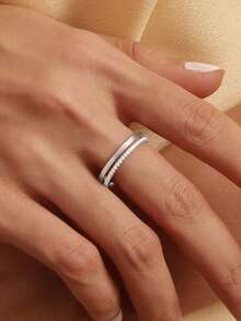 1 件时尚 925 银镂空单层全钻镶嵌戒指适合女士日常服装派对配饰高级复古派对精美珠宝礼物