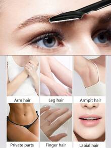 12 件黑色眉毛剃须刀和剃须刀套装，带精密保护盒的眉毛修剪器和剃须刀，去角质和体毛脱毛工具，带长柄刀片的面部和眉毛剃须套装，适合日常使用或旅行 - 黑色 - 查看 3