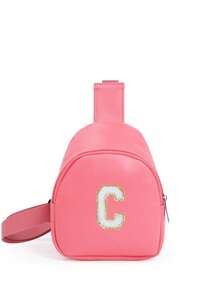 1 pieza Bolso cruzado de hombro con estampado de letras para niñas, bolso de pecho y cintura lindo adecuado para uso diario, exterior, viaje, senderismo, portátil, opción de regalo ideal