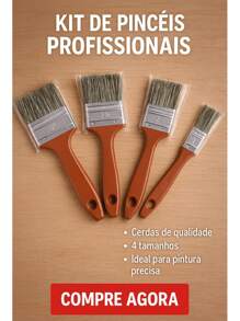 Kit Trincha Pincel Cerda Gris Kit de 4 Peças uso qualquer titulo de tinta uso geral limpeza pintura