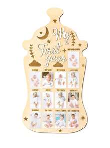 My First Year Photo Board Baby First Year Photo Frame 1st Year Birthday Display Photo Wood Board Baby 12 Months Milestone Picture Frame Baby Keepsake Gift Baby Shower First Birthday Party Decor
