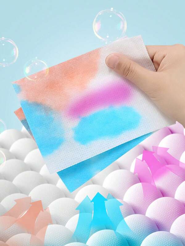 50 piezas/Paquete Papel absorbente para la colada, suministros de lavandería, limpieza del hogar y cuidado personal. Conveniente y práctico