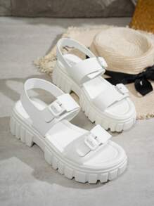 Girl's Thick Sole Casual Comfortable Beach Sandals, Versatile Commute Soft Bottom Strap Casual Comfortable Sandals [Run Small By One Size]