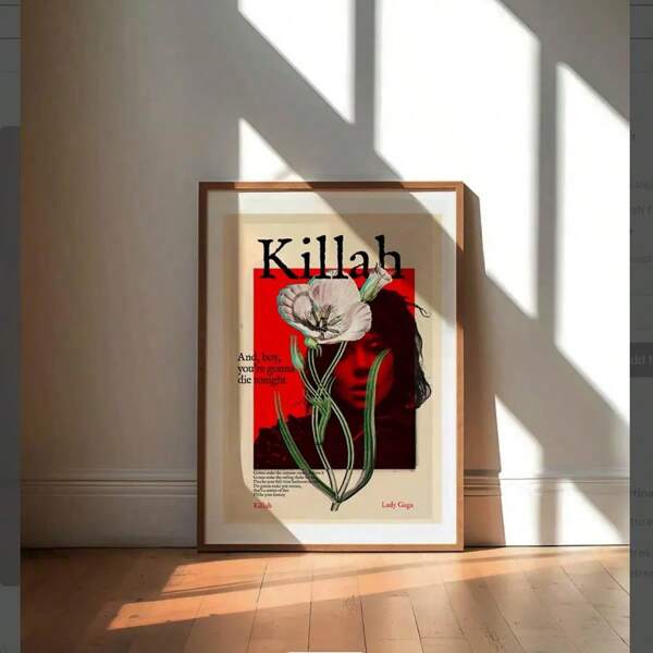 1 Pc Poster Pop Singer Canvas Print Wall Art, Abstract Flower Patchwork Art Prints, Modern Living Room Bedroom Frameless Fashion Decorative Prints