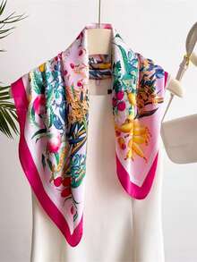 1pc Men's Fashion Versatile Multi-Color Floral Pattern Handkerchief, Suitable For Banquets And Travelling - Pink - View 5