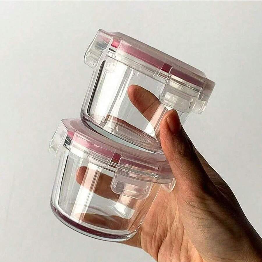 1 pièce Épais bocal de conservation d'aliments en verre avec couvercle hermétique, convient pour les aliments pour bébé, utilisable au micro-ondes haute température et au congélateur, design mignon portable et durable