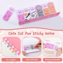 OT-NVWOZR 6-teiliges süßes Schreibwarenset mit Katzenpfoten, 2 einziehbare Radiergummis & 2 Bleistiftspitzer & 2 Kawaii-Haftnotizen, rosa Radiergummi-Spitzer in Katzenform für Schülerinnen, Mädchen, Schule, Büro