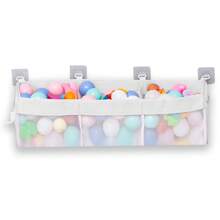 Wall-Mounted Bathtub Toy Organizer, 3 Compartment Shower Toy Holder With Wide Openings & Adhesive Hooks, Large Capacity Storage For Bath Toys Bathroom Accessories Back To School