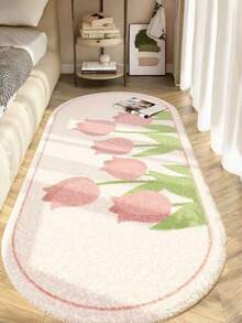 1pc Pink Tulip Plush Area Rug, Suitable For Bedroom Decor, Cream-Style Floral Long Carpet For Living Room, Soft & Comfortable For Home Lounge, Fluffy, Soft & Easy To Clean, Home Decorative Rug - Multicolor - View 15