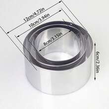 3 buc matriță inelară pentru mousse din oțel inoxidabil + set de instrumente de copt pentru biscuiți circulari în relief pentru a face tort mousse, biscuiți, gogoși și diverse produse de patiserie