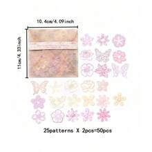 50pcs/Pack Vintage Hollow Flower Themed Base Paper Material, Crafting, Scrapbooking, DIY Supplies School Supplies, Back To School