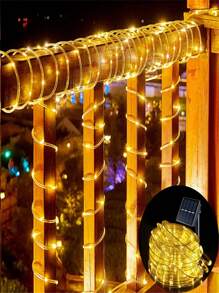 1PC 7M/12M/22M/32M 18650-800mAh Outdoor Solar Tube Rope Led Light Garden Christmas Decoration Fairy String Light Outdoor Wedding Party Led Lamp,LED Solar Leather Tube Light String PVC Rainbow Tube Christmas Day Courtyard Outdoor Decoration Color Light Copper Wire Light