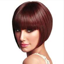 HAIRJOY pelo sintético corto recto Flapper Cosplay pelucas para mujeres disfraces peluca HVGV - A1 - Ver 6