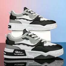 1 Pair Men's Casual Waterproof Lace-Up Letter Print PU Low-Top Outdoor Sports Skateboard Shoes