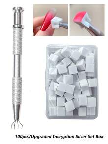 Nail Art Sponge Metal Grip Mini Replaceable Nail Art Sponge Blocks For Gradient Nail Art Sponge Nail Art Tools Nail Art Supplies Nail Art Accessories Nail Art Salon Set 200/100 Pieces,Gradient Nail Art Stamp Tool, Gel Polish Color Gradient Brush, Gradient Nail Brush, Manicure Nail Painting Gel Gradient Sponge Block, Gradient Nail Polish Tool(With Container) - Multicolor - View 13