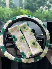 General Flower Car Steering Wheel Cover Milk Whisper Warm Anti Slip Handlebar Cover Romantic Flower - 均碼 - 查看 11
