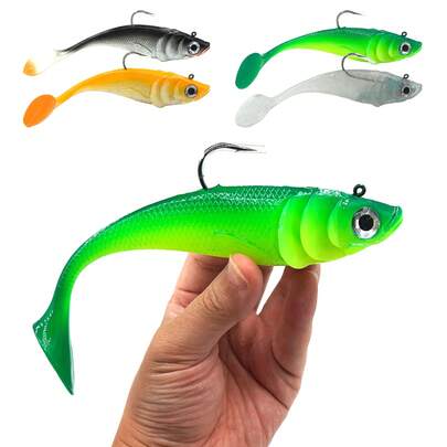1pc 95g 19.5cm Saltwater Fishing Soft Bait, Suitable For Sea Bass, Fishing Tackle, Soft Tail T-Type Soft Bait, Applicable For Saltwater And Freshwater Fishing, Ideal For Catching Perch, Catfish, Sea Bass And Mackerel, Fishing Accessory