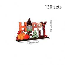 1/130 Sets verfügbar, 2 Stücke/Set 2D Herbst Erntedank fröhlicher Kürbis Truthahn Gewürz Ernte Holzretro Tischdekoration geeignet für Herbst Erntedank Thema Bauernhaus Dekoration, Zimmer Dekoration, Heimdekoration