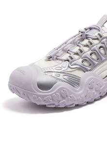 CAMEL CROWN Zapatillas de deporte de mujer para exterior, con bloqueo de color, de moda y elegantes, tipo tenis gruesos para verano, senderismo y caminar - Beige/Plata/Morado - Ver 4