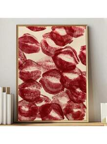 1pc, Hot Red Lips Wall Art, Vibrant And Fashionable Sexy Red Lip Print Decor Room, College Style Aesthetic, Vintage Poster Canvas Print, Minimalism Canvas Painting, Suitable For Home Decoration, Bar Cart, Cafe, Patio, Club, Music Room, Birthday Gift, Living Room, Bedroom, Living Room, Home Office, Kitchen, Bathroom Decoration, The Perfect Gift For Your Friends, Wall Decoration Gift 20*28 Inch, Unframed