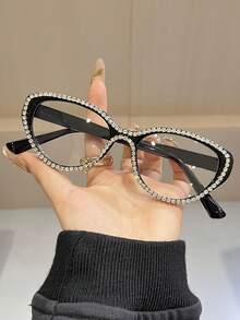 1/2 Pair Women Cat Eye Shaped Fashion Flat Clear Lens Glasses, New Summer Item, Suitable For Fashion Styling, Parties, Office Use, Daily Wear - Multicolor - View 9