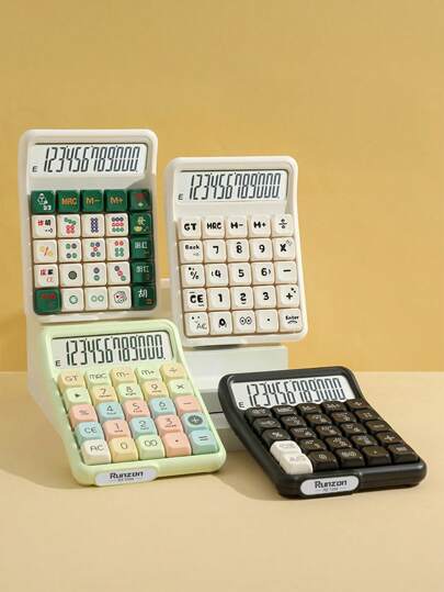 1 pieza Calculadora con pantalla de 12 dígitos y teclado mecánico desmontable con sonido de clic, material de útiles escolares, de vuelta a la escuela