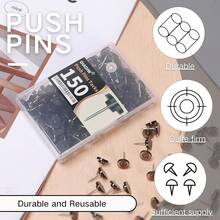 120 PCS Flat Gold Push Pins Wall Thumb Tacks Walls Flat Thumbtacks Push Pin Bulletin Board Shadow Box Display Thumbtack Cork Board - 清晰的黑色 - 查看 3