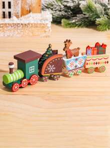 1 pieza Decoración de tren de madera de 4 secciones para Navidad, regalo para fiesta navideña, lindo adorno de madera para ventana, jardín, mesa, decoración navideña para el hogar, habitación y mesa, colgante decorativo para Navidad, Feliz Navidad