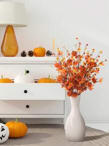 1/2Pcs Fall Decor, 19.5Inch Artificial Red Berry/Maple Leaf/Pumpkin Floral Stems Fall Branches Decorations, For Autumn Harvest Wedding Birthday Holiday Home Vase Arrangement Indoor Decor.,Christmas - Multicolor - View 4