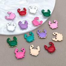 10pcs 10x10mm Cute Enamel Stainless Steel Crab Charms Mini Cute Marine Life Animal Pendants For DIY Ocean Bracelet Necklace Earrings Jewelry Making Crafts Accessories