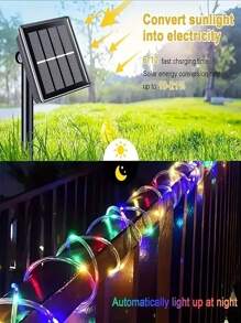 1PC 7M/12M/22M/32M 18650-800mAh Outdoor Solar Tube Rope Led Light Garden Christmas Decoration Fairy String Light Outdoor Wedding Party Led Lamp,LED Solar Leather Tube Light String PVC Rainbow Tube Christmas Day Courtyard Outdoor Decoration Color Light Copper Wire Light