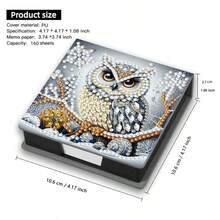 DIY 5D 钻石画套装 - 猫头鹰图案笔记本和便条盒 - 独特的手工礼物，钻石艺术套装，不对称形状，适合办公室和家庭办公桌的独特手工礼物 - 彩色 - 查看 4