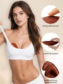 1 Paar doppelseitige selbstklebende BH Pads, Brustkissen selbstklebend, wiederverwendbare Polster, BH Bikini unsichtbare verstärkte Brustpolster wasserfest zum Schwimmen