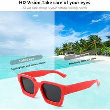 FEISEDY Retro 90s Square  For Women Men Fashion Rectangular  With  Protection B2385 - 012 Red | Gray Lens - View 5