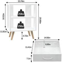 Bedside Table, Modern Open Storage Side Table, Double-Tier Nightstand, Suitable For Small Spaces, Living Rooms, And Bedrooms. - Ngăn kéo vải trắng - Xem 2