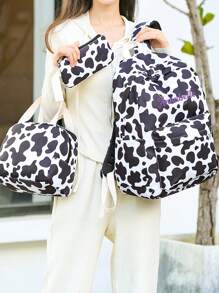 3pcs Personalized Embroidered Leopard Print Backpack Set, Customized Name Embroidery, Large Capacity Minimalist Student Backpack, Lunch Bag & Pencil Case, Lightweight Multi-Function School Bag, Suitable As Gift For Elementary, Middle, High School Students, Family, Friends, Christmas, Easter, New Year, Mother's Day, Women's Day, Valentine's Day, Teacher's Day, Nurse's Day, Birthday